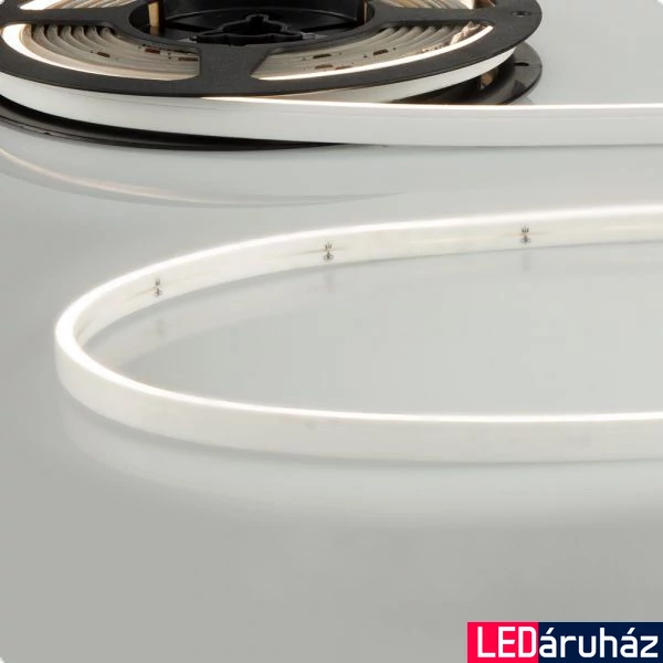 24V DC flexibilis NEON LED szalag, 10W/m, 240lm/m, 4000K természetes fehér, 140LED/m, CRI90, IP66, 4mm széles