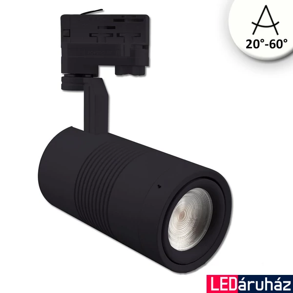 3 fázisú sínre szerelhető LED reflektor20° - 60°, 3100K melegfehér, fekete, CRI92