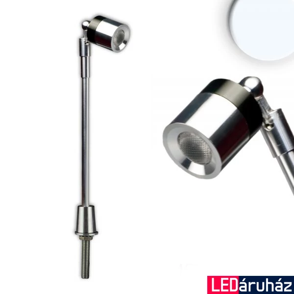 LED vitrinlámpa, 3W, 100lm, 5200K természetes fehér, CRI80, 25°, IP40, 25x3cm, króm