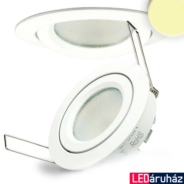 Süllyesztett LED lámpa, fehér, 8W, 490 lm, 2700K melegfehér, 140°, fényerőszabályozható