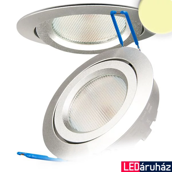 Süllyesztett LED lámpa, ezüst, 8W, 490 lm, 2700K melegfehér, 140°, fényerőszabályozható