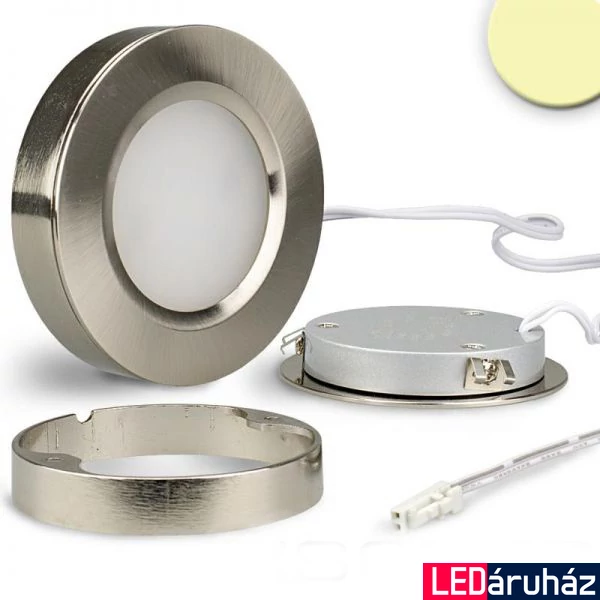 AmpSystem süllyeszthető bútorvílágító LED, peremmel, kör, 3W, 160 lm, 2800K meleg fehér, 12V, fényerőszabályozható