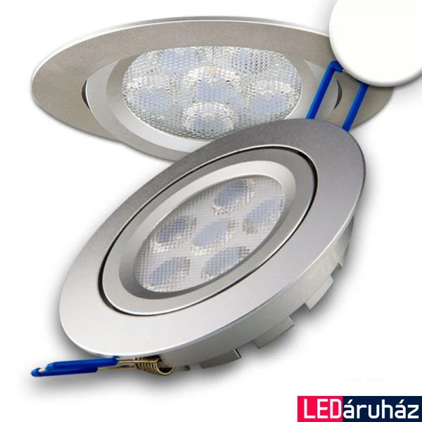 Süllyesztett LED spotlámpa, ezüst, 15W, 850 lm, 4200K természetes fehér, 72°, fényerőszabályozható