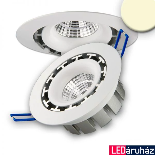 Süllyesztett COB LED lámpatest, 15W, 1300lm, 2800K melegfehér, 45°, IP20, CRI80, fehér, fényerőszabályozható