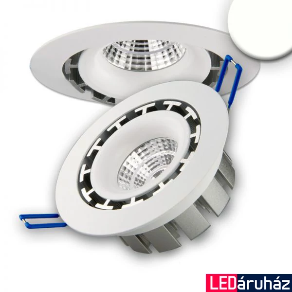 Süllyesztett COB LED lámpatest, 15W, 1300lm, 4000K természetes fehér, 45°, IP20, CRI80, fehér, fényerőszabályozható