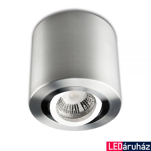 Mennyezeti szpot lámpatest GU10/MR16 LED fényforráshoz, kerek, szálcsiszolt alumínium