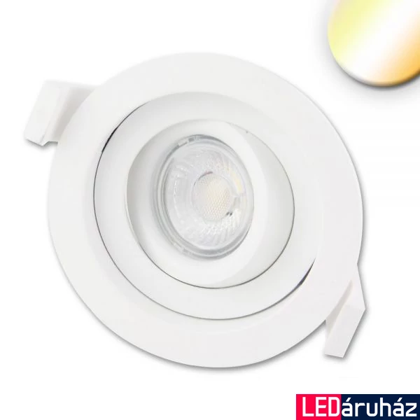 Süllyesztett LED lámpatest, variálható mélység, Sunset Dimming 2000-2300-2700K változtatható fehér, 9W, 530lm, 45°, CRI88, IP40, fehér