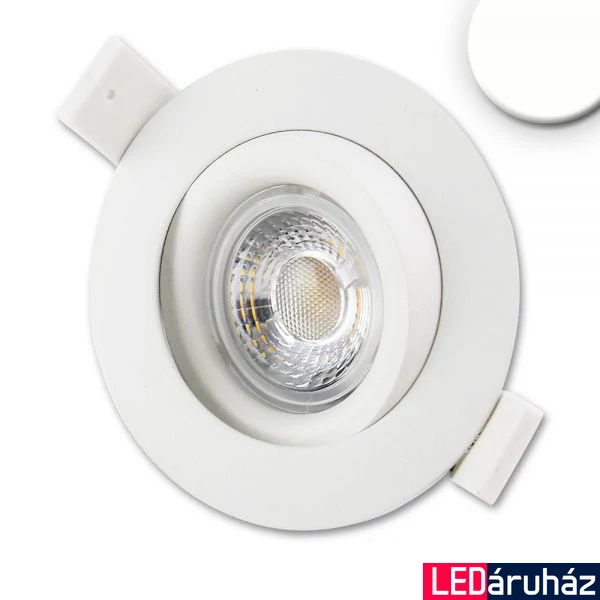 Süllyesztett COB LED lámpatest, 15W, 1250lm, 4000K természetes fehér, 45°, IP40, CRI90, fehér, fényerőszabályozható