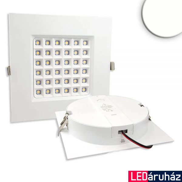 LED mélysugárzó, prizma, szögletes, 19W, UGR<19, 2000lm, 4000K természetes fehér, CRI82, IP54, 90°, 19x19cm, fehér, fényerőszabályozható