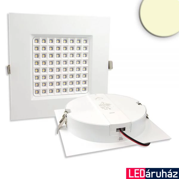 LED mélysugárzó, prizma, szögletes, 25W, UGR<19, 2870lm, 3000K melegfehér, CRI86, IP54, 90°, 22,8x22,8cm, fehér, fényerőszabályozható
