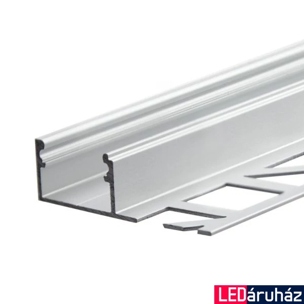 LED profil hidegburkolat, csempe dekorációhoz, záróprofil, ezüst eloxált alumínium, 2m