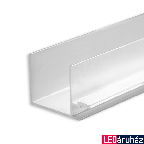 LED gipszkarton árnyékfúga profil, 8 mm, ezüst eloxált alumínium, 2m 