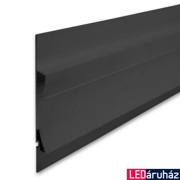 LED gipszkarton profil, íves, fekete eloxált alumínium, 2m 