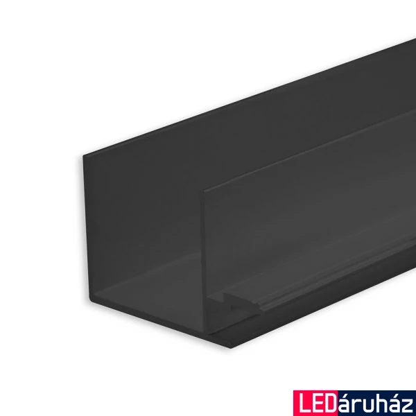 LED gipszkarton árnyékfúga profil, fekete eloxált alumínium, 2m