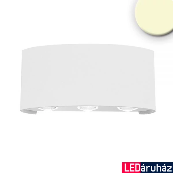 Kültéri falra szerelhető LED lámpa, lefelé és felfelé világít, 6,8W, 480lm, 3200K melegfehér, CRI82, IP54, 17x8cm, fehér