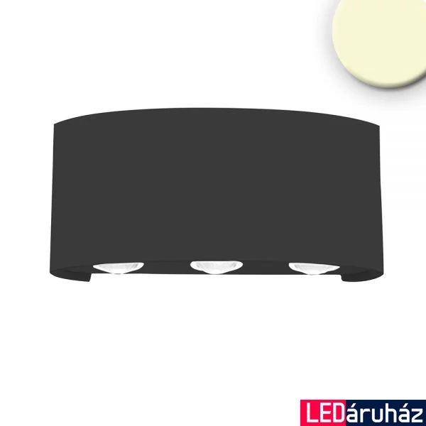 Kültéri falra szerelhető LED lámpa, lefelé és felfelé világít, 6,8W, 480lm, 3200K melegfehér, CRI82, IP54, 17x8cm, fekete