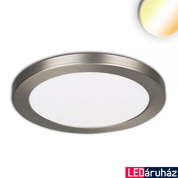 Slim Flex LED mélysugárzó, 18W, 1530lm, ColorSwitch 3000-3500-4000K változtatható fehér, 120°, CRI80, IP44, 22cm átmérő, nikkel