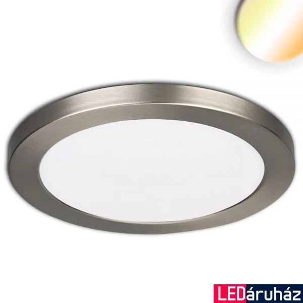 Slim Flex LED mélysugárzó, 24W, 2040lm, ColorSwitch 3000-3500-4000K változtatható fehér, 120°, CRI80, IP44, 29cm átmérő, nikkel