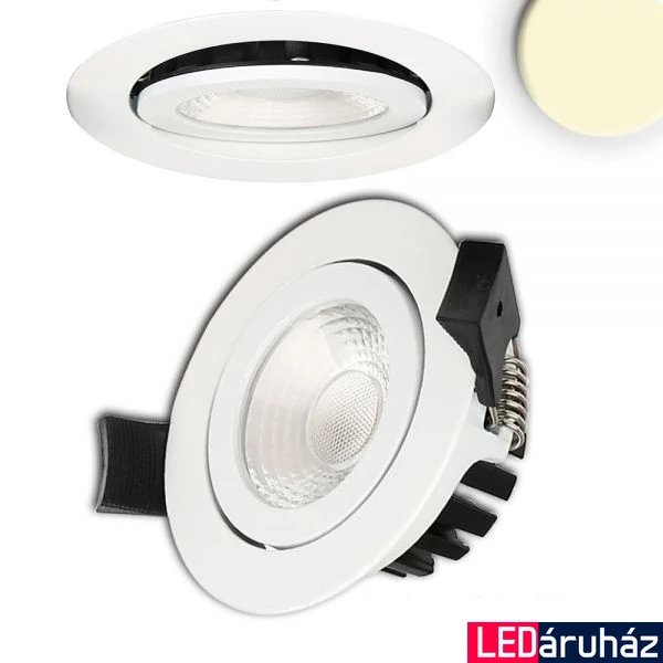 Süllyesztett LED lámpatest, fehér, kerek, 8W, 60°, 650lm, 3000K melegfehér, IP65, CRI94, fényerőszabályozható