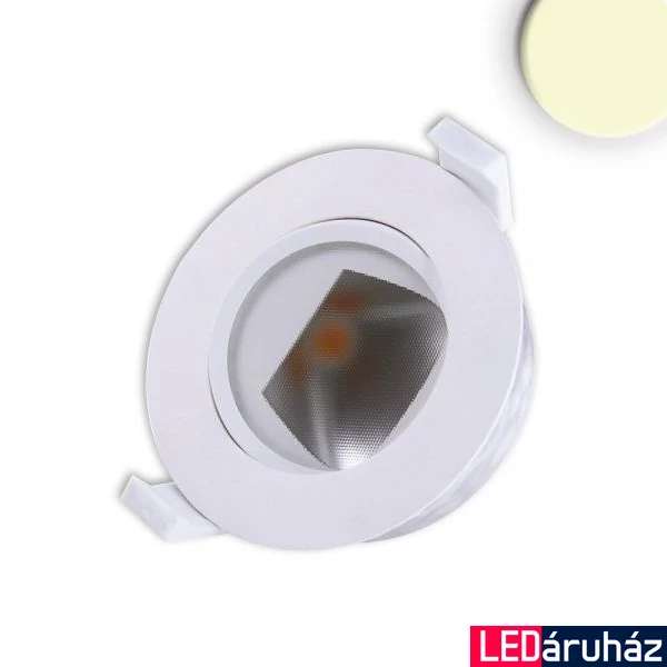 Süllyesztett aszimmetrikus COB LED lámpatest, fehér, 8W, 50°, 450lm, IP44, 3000K melegfehér, fényerőszabályozható