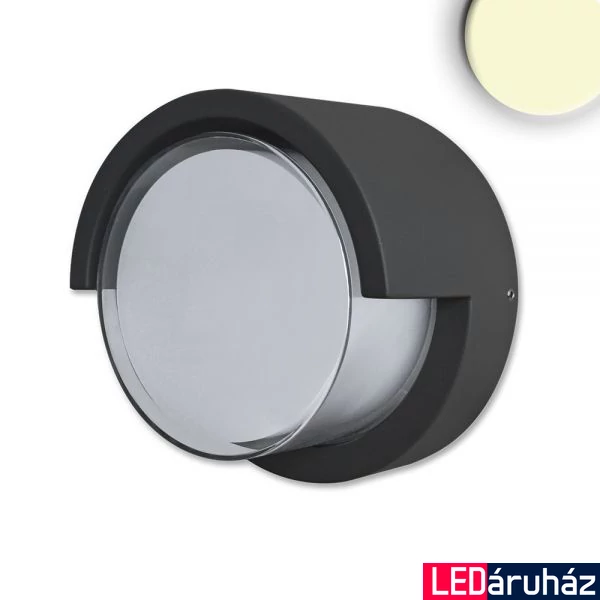 Kültéri falra szerelhető LED lámpa, 6W, 430lm, 3000K melegfehér, CRI82, IP54, 11cm átmérő, fekete