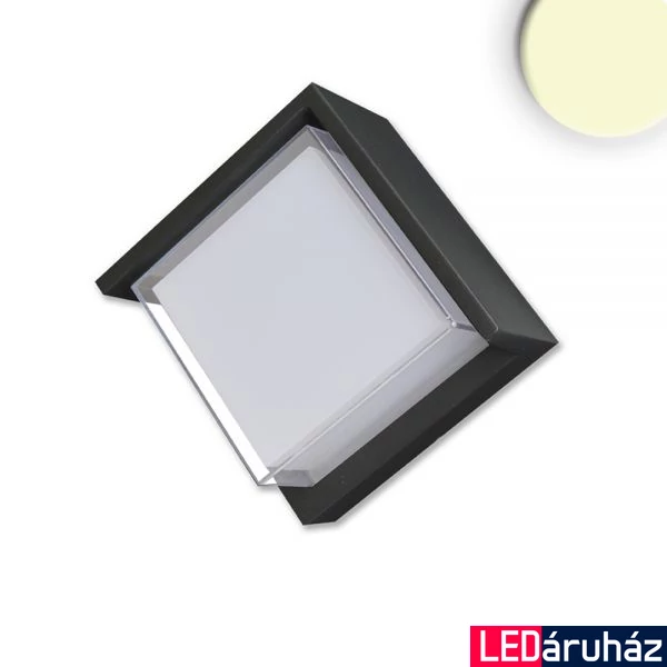 Kültéri falra szerelhető LED lámpa, 6W, 380lm, 3000K melegfehér, CRI82, IP54, 11x11cm átmérő, fekete