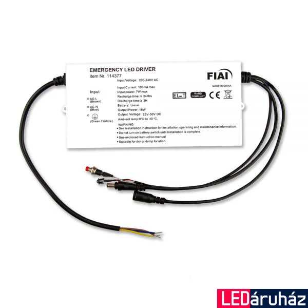 Inverter biztonsági világításhoz, 15W, Li-Ion 21.6V, 2600mAh, 200-240VAC, 24V-50VDC, 10x23cm