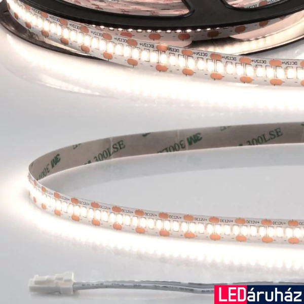 AmpSystem 12V LED szalag, 12W/m, 4000K természetes fehér, CRI93, 1150lm/m, 10mm széles, 300LED/m, 1,2m hosszú, 2 oldalán csatlakozóval, IP20