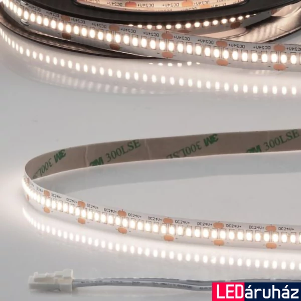 AmpSystem 24V LED szalag, 6W/m, 4000K természetes fehér, CRI93, 620lm/m, 10mm széles, 300LED/m, 1,2m hosszú, 2 oldalán csatlakozóval, IP20