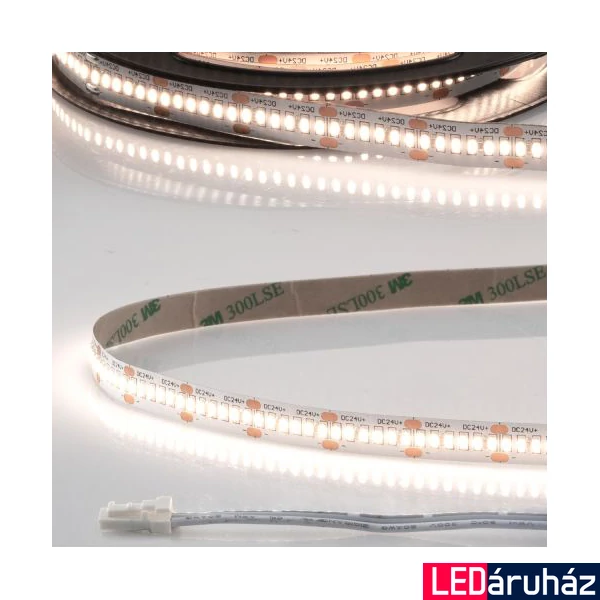 AmpSystem 24V LED szalag, 12W/m, 4000K természetes fehér, CRI93, 1150lm/m, 10mm széles, 300LED/m, 1,2m hosszú, 2 oldalán csatlakozóval, IP20