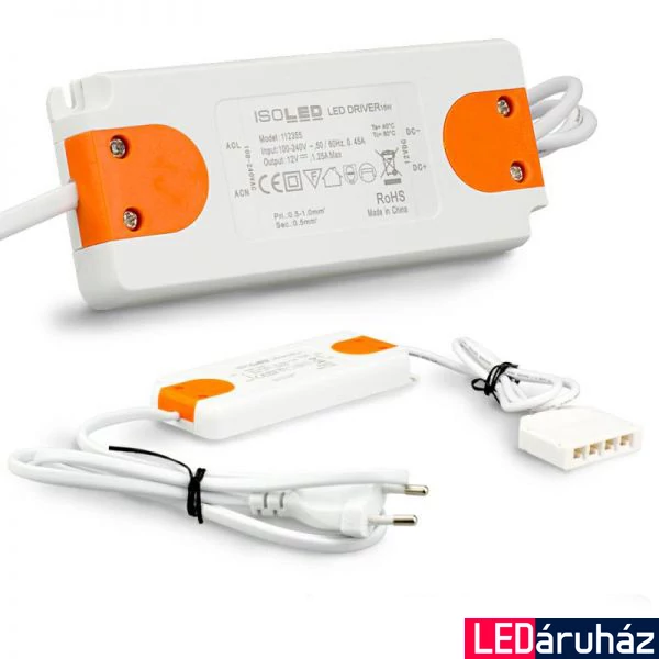 AmpSystem 12V DC LED tápegység, 0-15W, 100-240V AC, IP20