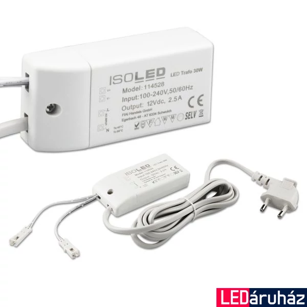AmpSystem 12V DC LED tápegység, 0-30W, 100-240V AC, IP20