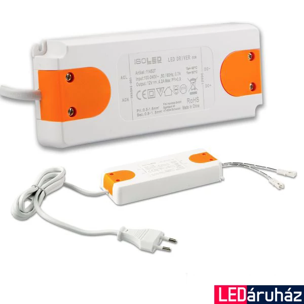 AmpSystem 12V DC LED tápegység, 0-50W, 100-240V AC, IP20