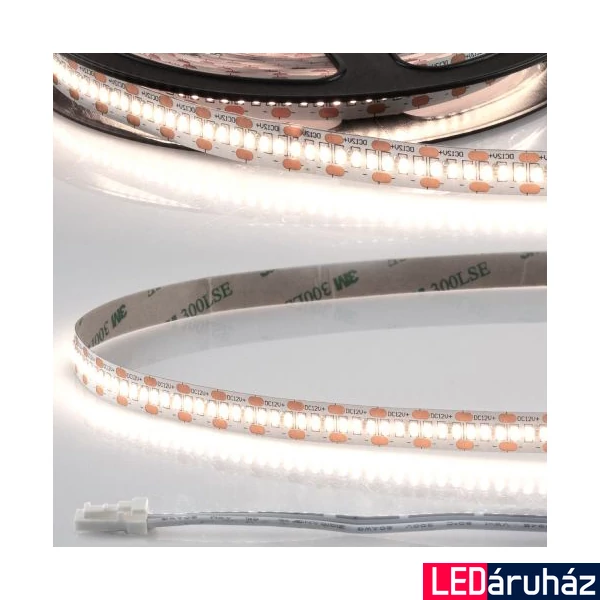 AmpSystem 12V LED szalag, 12W/m, 4000K természetes fehér, CRI93, 1150lm/m, 10mm széles, 300LED/m, 2,5m hosszú, 2 oldalán csatlakozóval, IP20