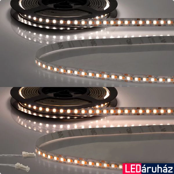 AmpSystem 12V LED szalag, 14W/m, változtatható CCT 1900K-4000K, CRI92, 1500lm/m, 10mm széles, 240LED/m, 2,5m hosszú, 2 oldalán csatlakozóval, IP20