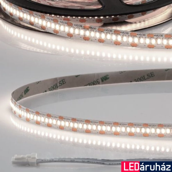 AmpSystem 12V LED szalag, 6W/m, 4000K természetes fehér, CRI93, 10mm széles, 300LED/m, 620lm/m, 5m hosszú, 2 oldalán csatlakozóval, IP20