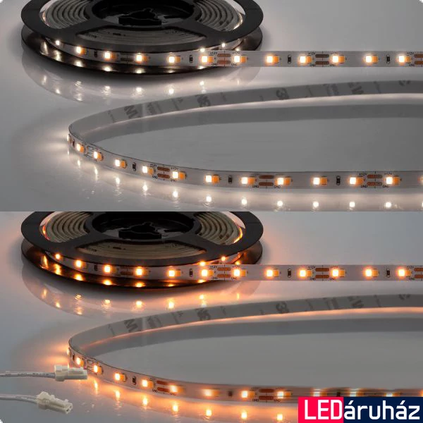 AmpSystem 12V LED szalag, 9W/m, változtatható CCT 1900K-4000K, CRI92, 1000lm/m, 8mm széles, 120LED/m, 2,5m hosszú, 2 oldalán csatlakozóval, IP20
