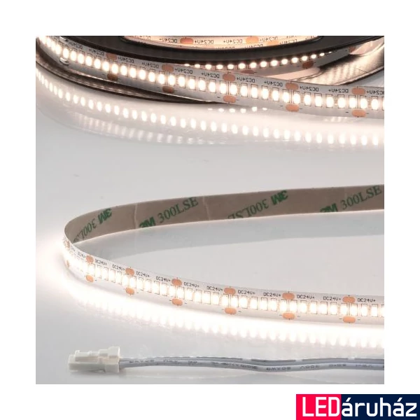 AmpSystem 24V LED szalag, 12W/m, 4000K természetes fehér, CRI93, 1150lm/m, 10mm széles, 300LED/m, 5m hosszú, 2 oldalán csatlakozóval, IP20
