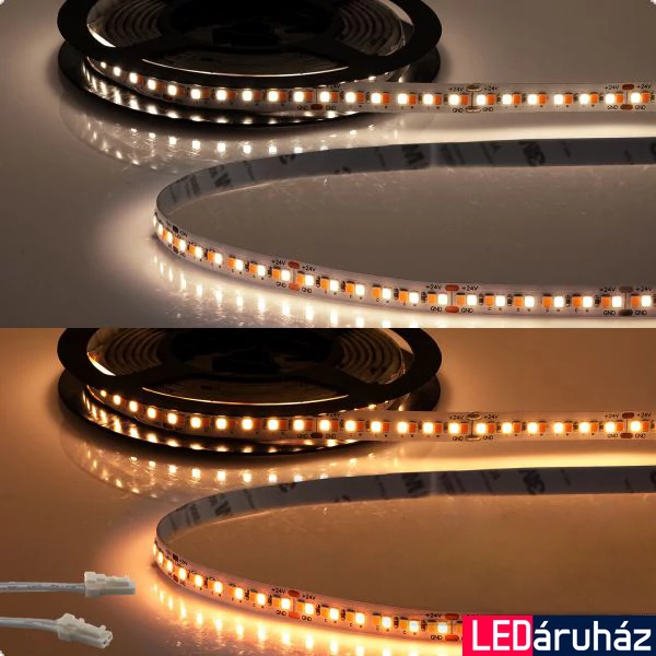 AmpSystem 24V LED szalag, 14W/m, változtatható CCT 1900K-4000K, CRI92, 1500lm/m, 10mm széles, 240LED/m, 2,5m hosszú, 2 oldalán csatlakozóval, IP20