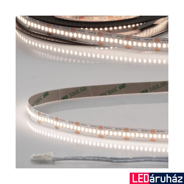AmpSystem 24V LED szalag, 6W/m, 4000K természetes fehér, CRI93, 620lm/m, 10mm széles, 300LED/m, 2,5m hosszú, 2 oldalán csatlakozóval, IP20