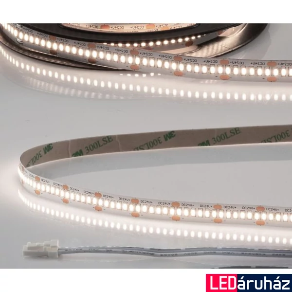 AmpSystem 24V LED szalag, 6W/m, 4000K természetes fehér, CRI93, 620lm/m, 10mm széles, 300LED/m, 5m hosszú, 2 oldalán csatlakozóval, IP20