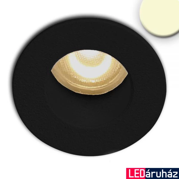 AmpSystem süllyesztett LED spotlámpa, 24V DC, 1W, 60lm, 3000K melegfehér, fekete, kör, fényerőszabályozható