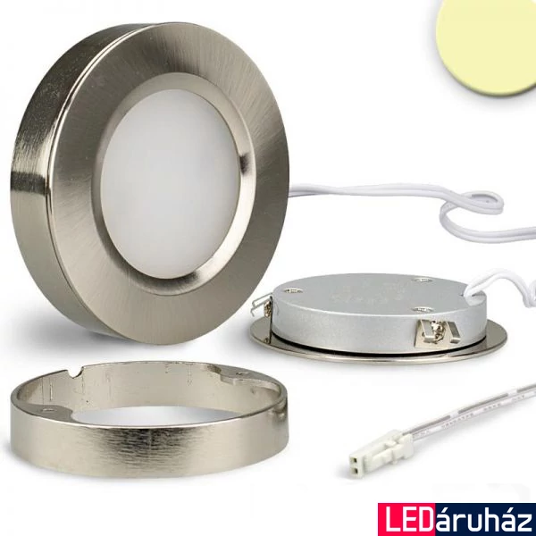 AmpSystem süllyeszthető bútorvilágító LED, 3W, 160lm, 2800K melegfehér, CRI80, IP52, 120°, 7cm átmérő, ezüst, fényerőszabályozható