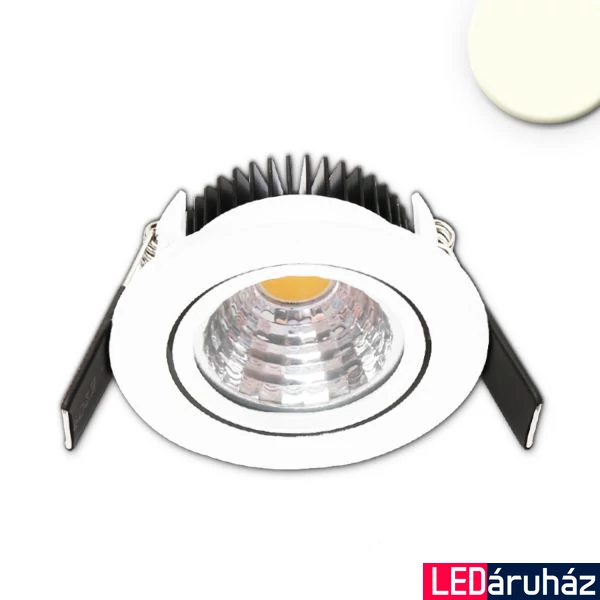 AmpSystem süllyeszthető LED spotlámpa, 24V DC, 5W, 500lm, 3000K melegfehér, 60°, fehér, kör, IP52, fényerőszabályozható