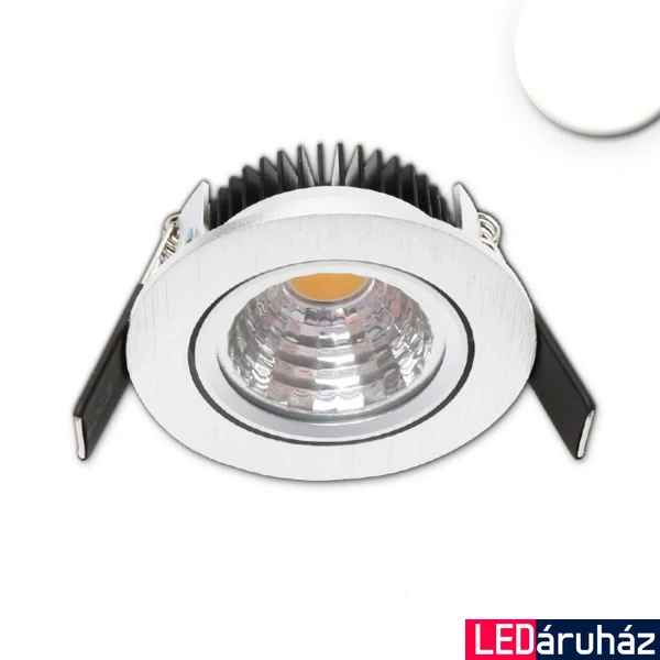 AmpSystem süllyeszthető LED spotlámpa, 24V DC, 5W, 550lm, 4000K természetes fehér, 60°, szürke, kör, IP52, fényerőszabályozható