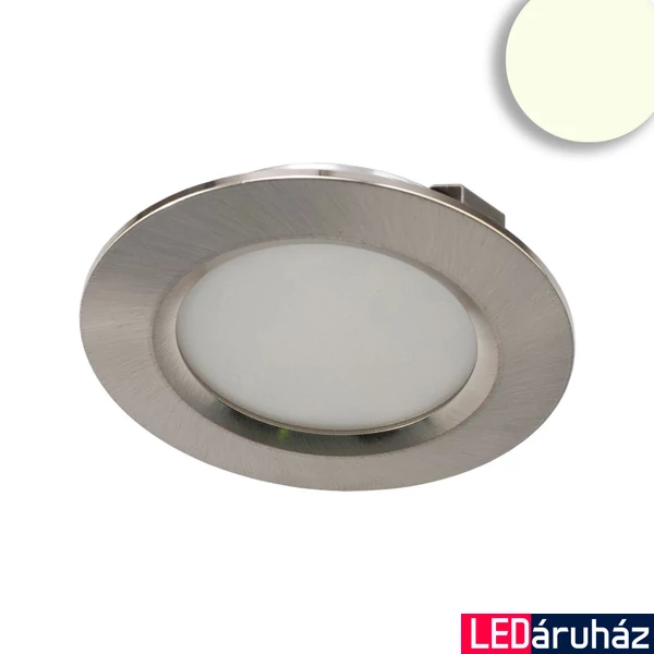 LED bútorba süllyesztett spotlámpa, csiszolt alumínium, kerek, 3W, 120°, 24V DC, fehér din., dim