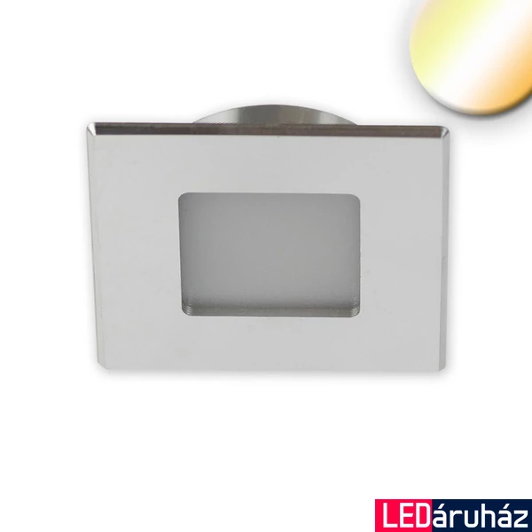 LED bútorba süllyesztett szpot, csiszolt ALU, szögletes, 3W, 120°, 24V DC fehér-din. 1900-5000K, dim.