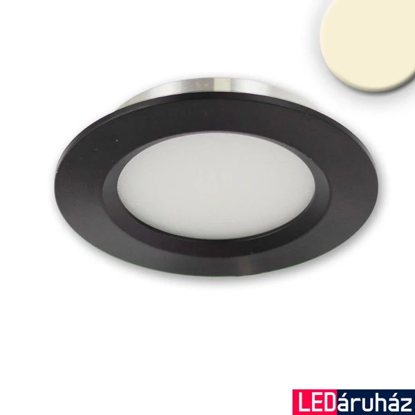 LED bútorba süllyesztett szpot Mini AMP fekete, kerek, 3W, 120°, 12V DC, meleg fehér 3000K,dimmelheto