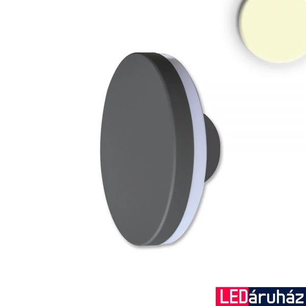 LED fali lámpa, kör, indirekt fénnyel, 12W, 660lm, 3000K melegfehér, IP54, fekete