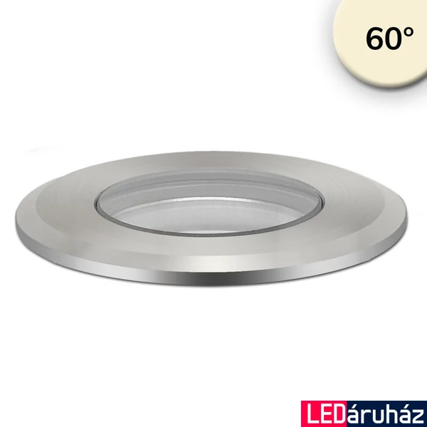 LED padlóba süllyesztett spot, kerek 45mm, rozsdamentes acél, 12-24V, IP67, 3W, 60°, meleg fehér